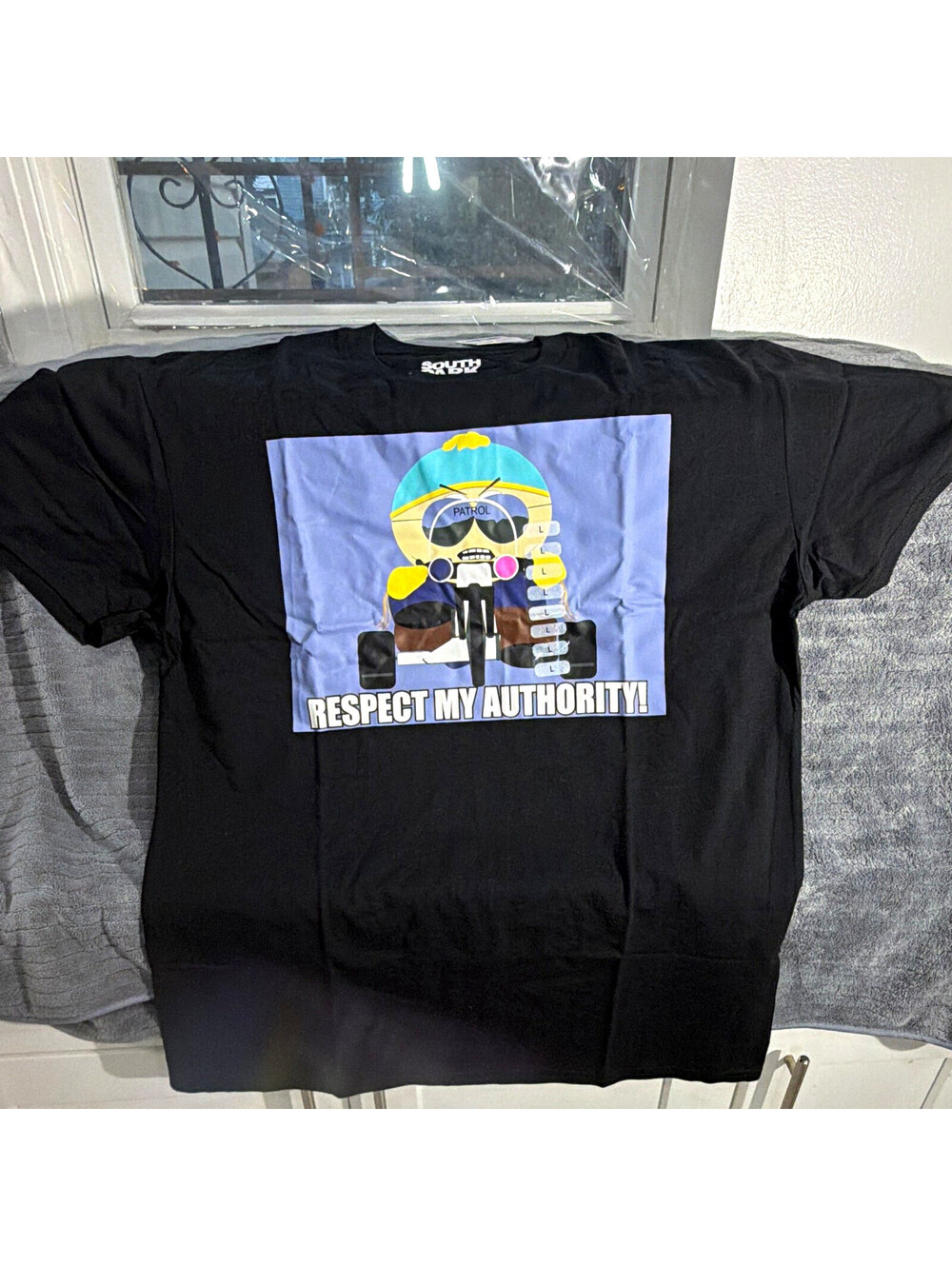 South Park Eric Cartman Respect My Authority Graphic T-Shirt Black Men’s S-XL